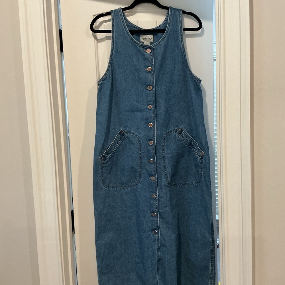 SONOMA Blue Denim Maxi Dress with Front Buttons - Picture 6 of 8